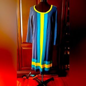 Beautiful, colorful, straight shift professional sweater dress
